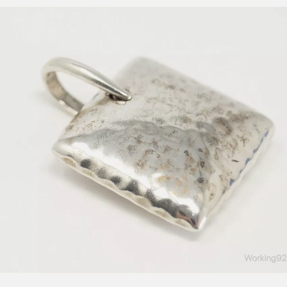 Silpada Vintage Solid Sterling Silver Square Pendant & Thick Heavy Chain - Picture 7 of 11